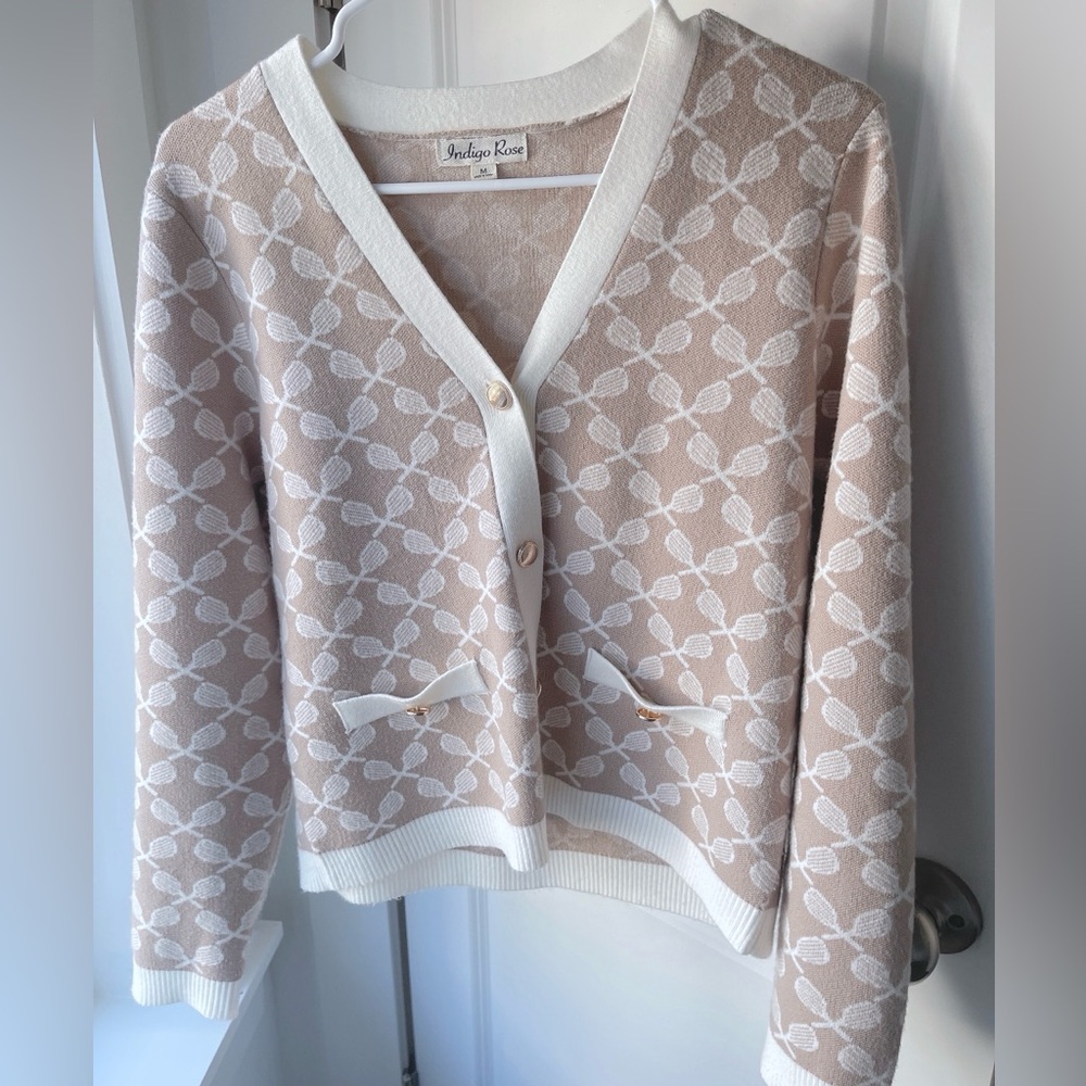 Tennis Pattern Cardigan Sweater - Picture 3 of 4